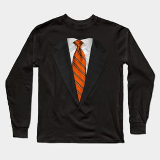 Orange Suit Up! Realistic Suit and Tie Costume For Business Casual Long Sleeve T-Shirt